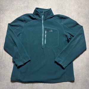 LL Bean Fleece Pullover Mens L Teal Excellent 1/4 Zip‎ Recycled Poly
